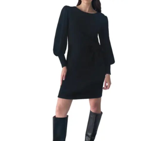 Julia Jordan Long Sleeve Tie Side Sweater Dress 2, BLACK - Picture 1 of 7